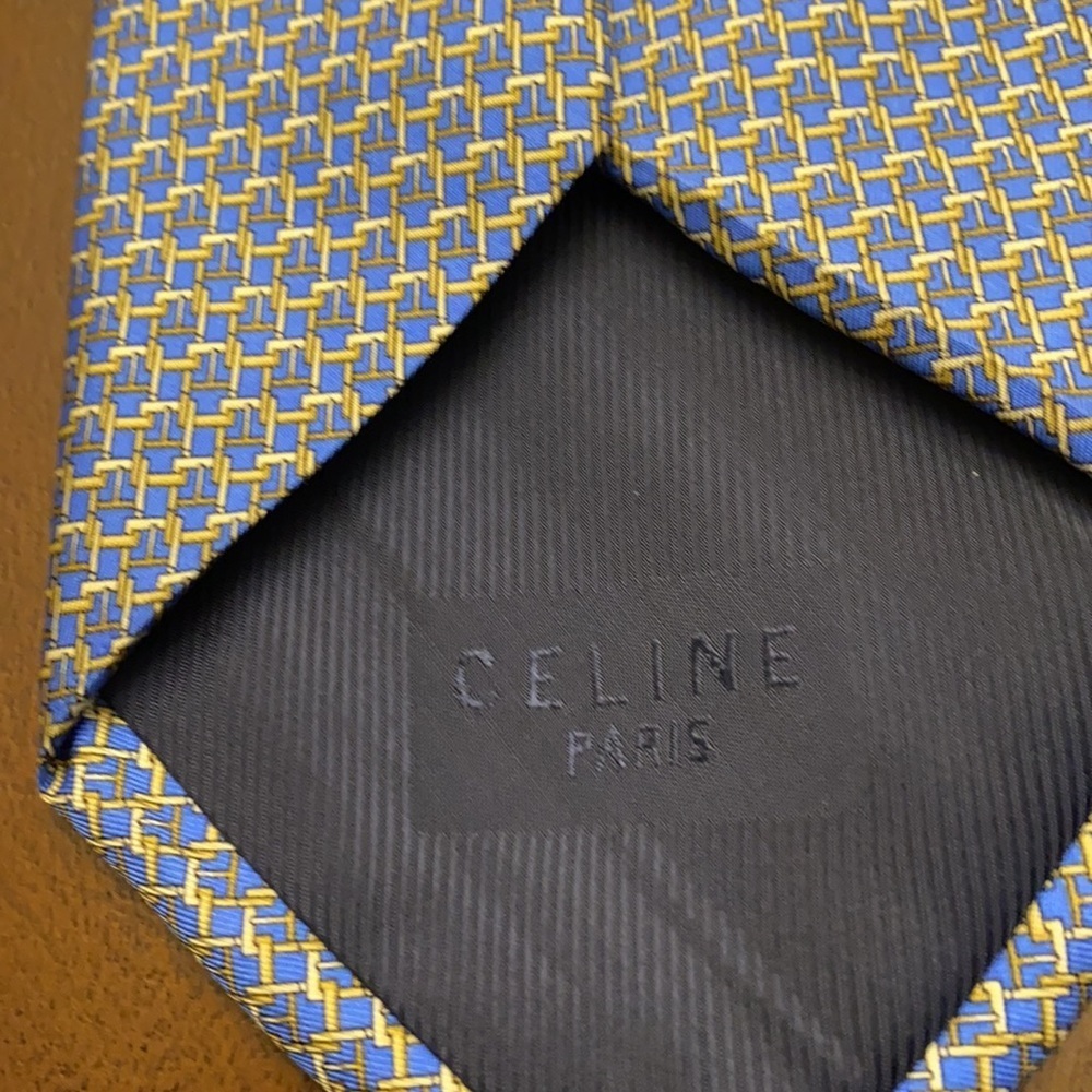 Celine Paris silk blue neck tie - Picture 3 of 5